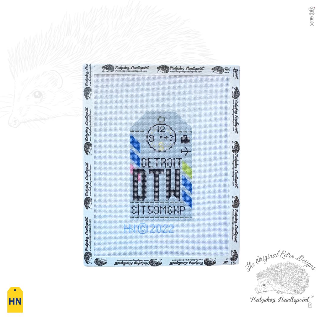 Detroit Retro Travel Tag Needlepoint Canvas