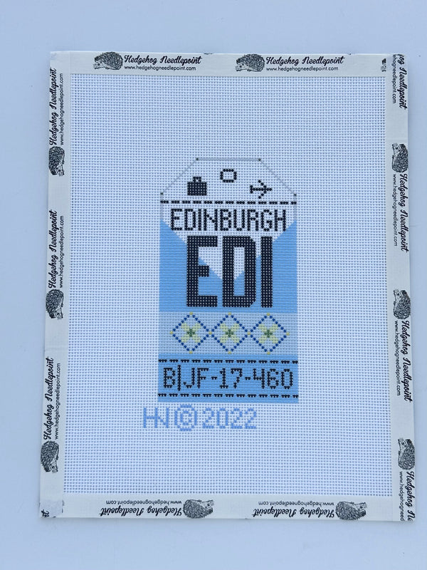 Edinburgh Retro Travel Tag Stitch Printed™️ Needlepoint Canvas