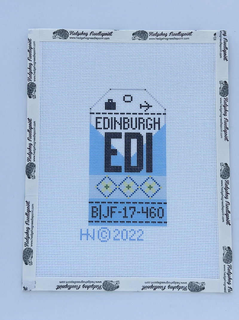 Edinburgh Retro Travel Tag Stitch Printed™️ Needlepoint Canvas