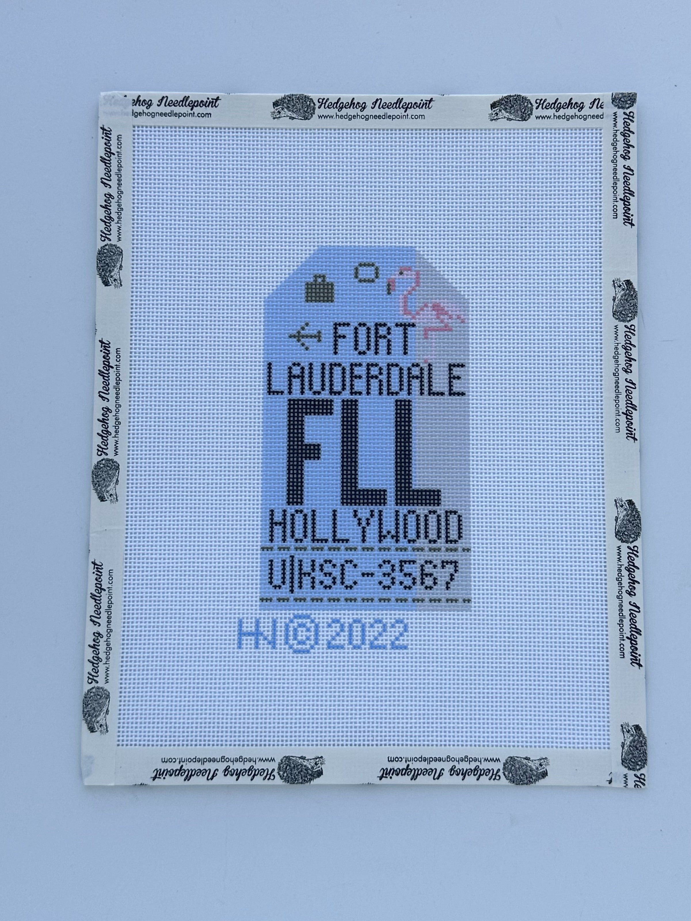 Fort Lauderdale Retro Travel Tag Needlepoint Canvas