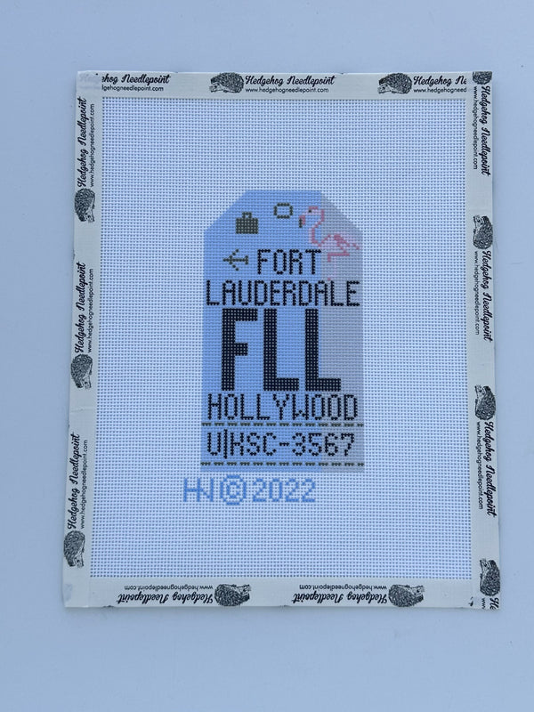 Fort Lauderdale Retro Travel Tag Stitch Printed™️ Needlepoint Canvas