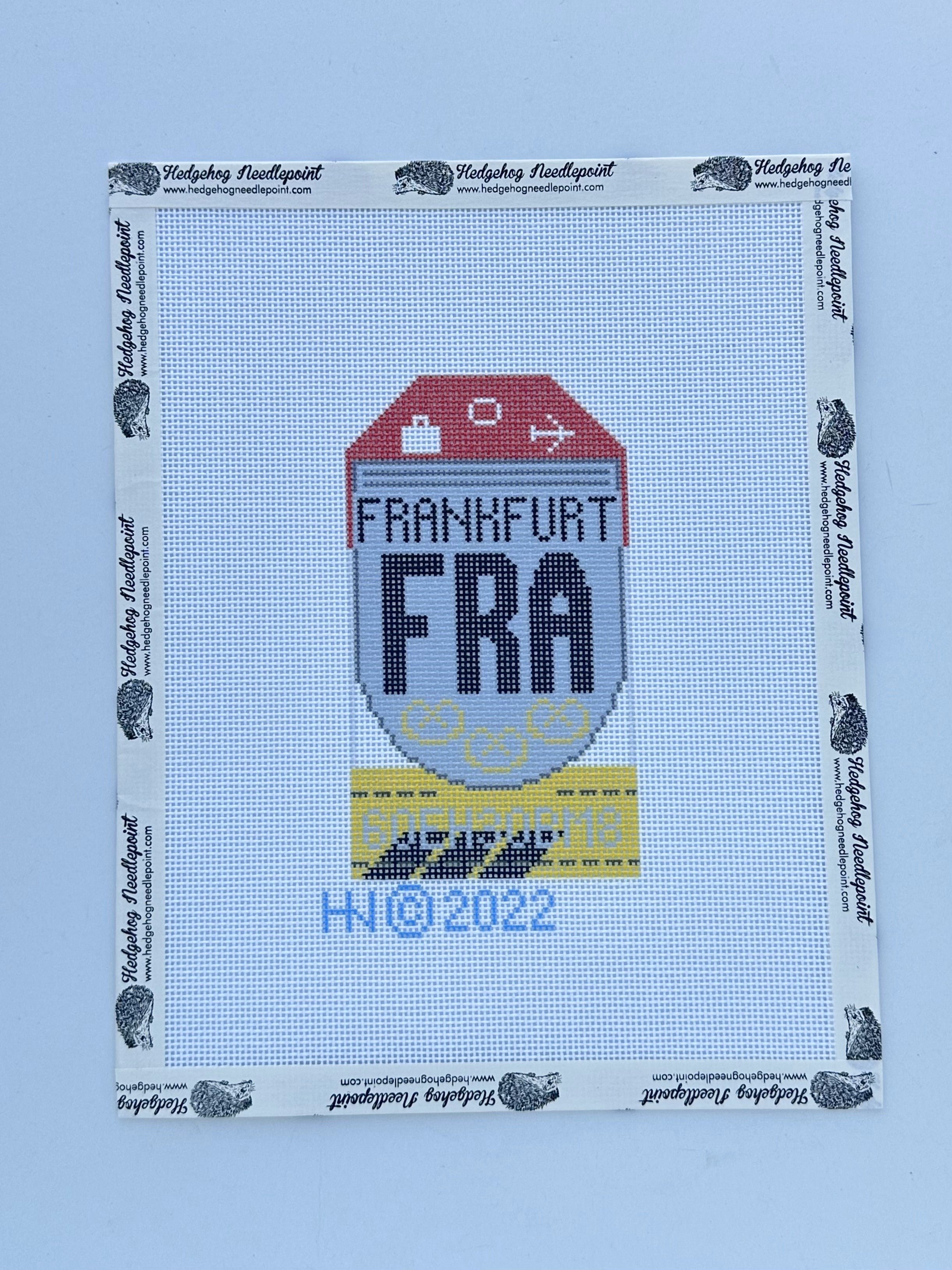 Frankfurt Retro Travel Tag Stitch Printed™️ Needlepoint Canvas