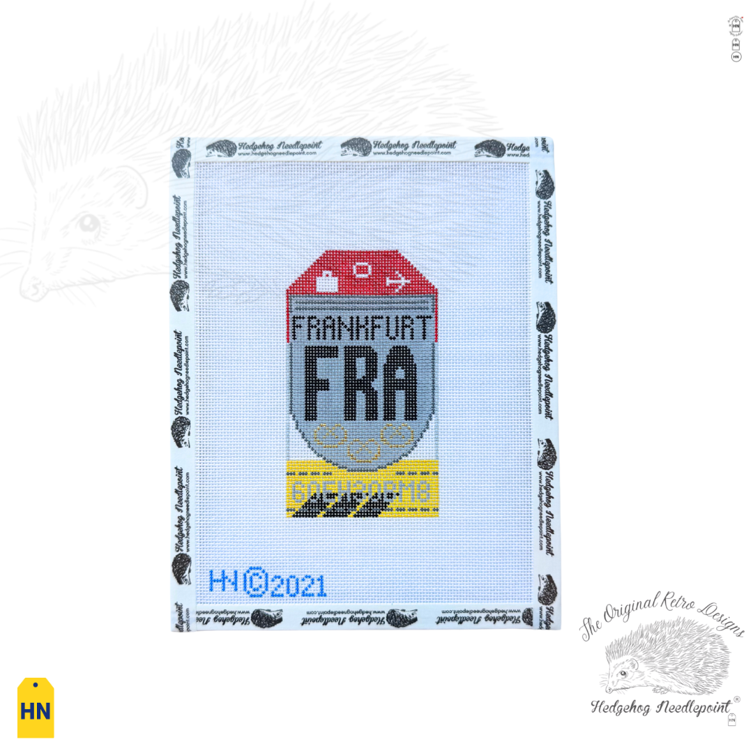 Frankfurt Retro Travel Tag Needlepoint Canvas
