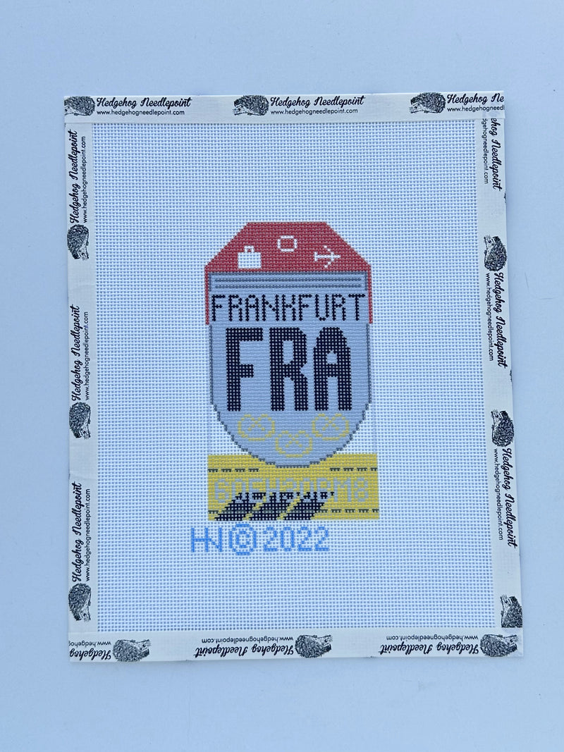 Frankfurt Retro Travel Tag Stitch Printed™️ Needlepoint Canvas