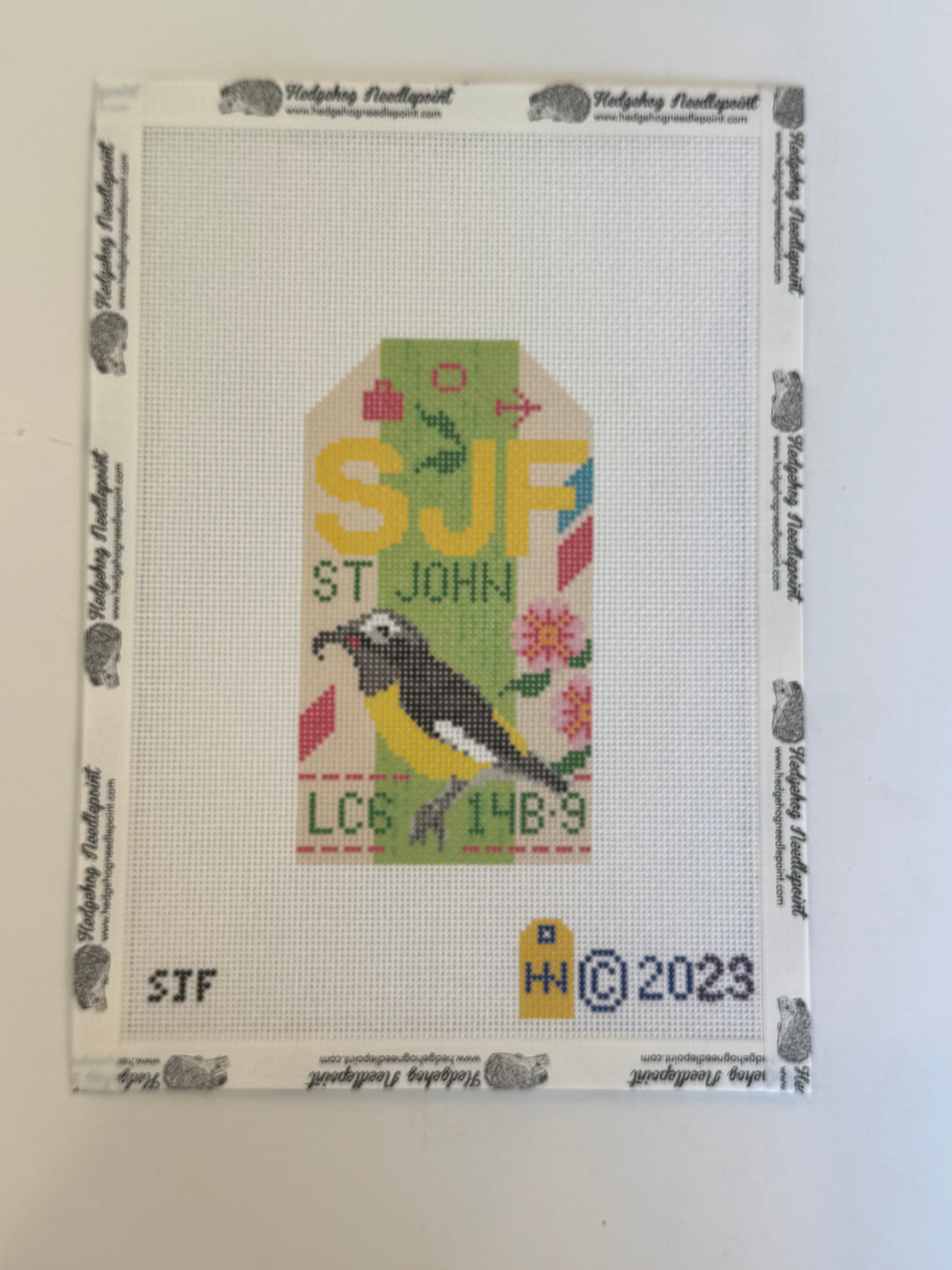 St John Retro Travel Tag Needlepoint Canvas