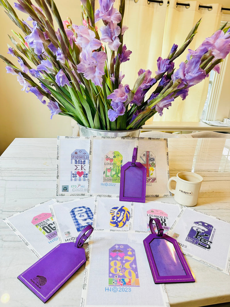 French Lavender Leather Luggage Tag