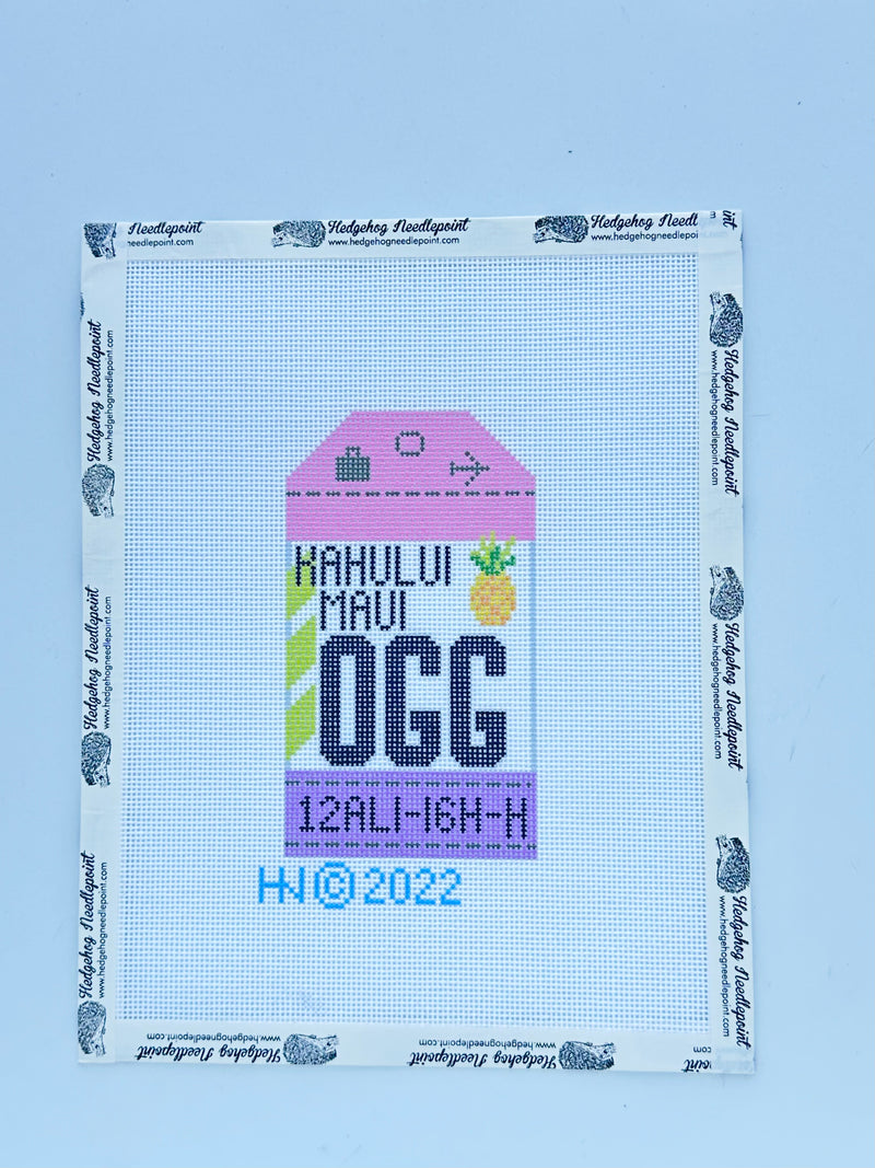 Maui Retro Travel Tag Stitch Printed™️ Needlepoint Canvas