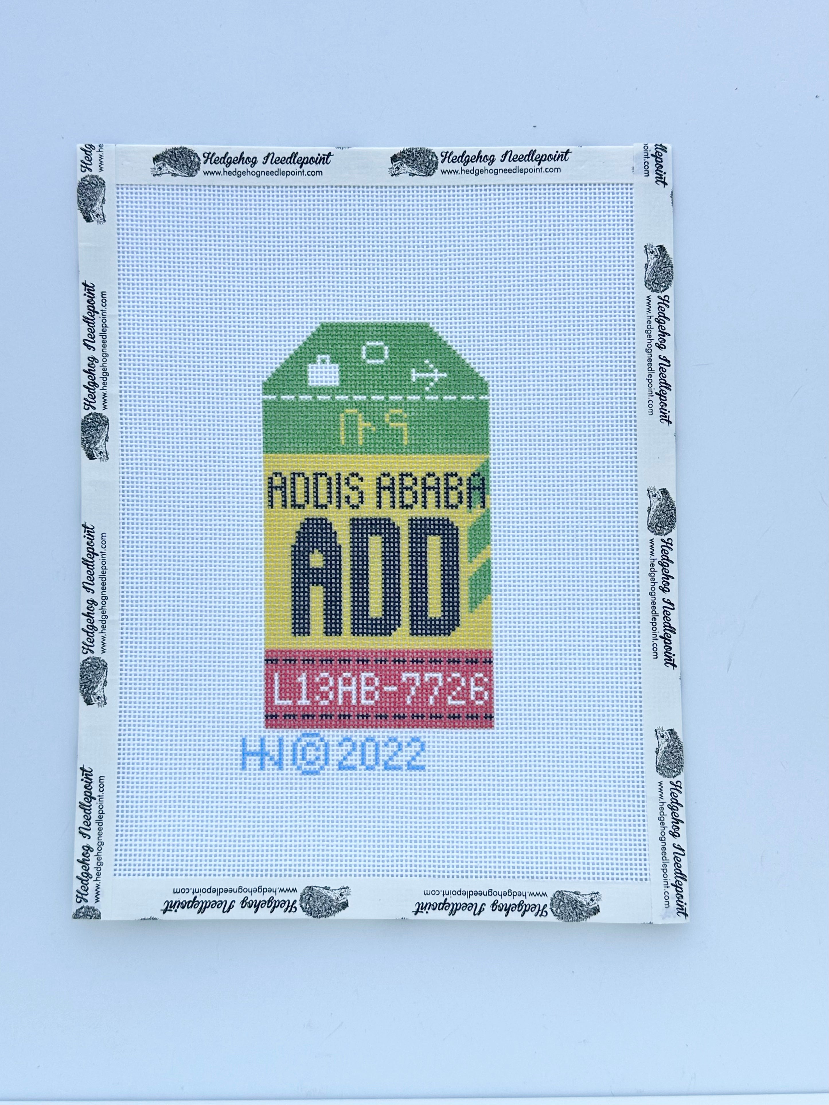 Addis Ababa Retro Travel Tag Needlepoint Canvas