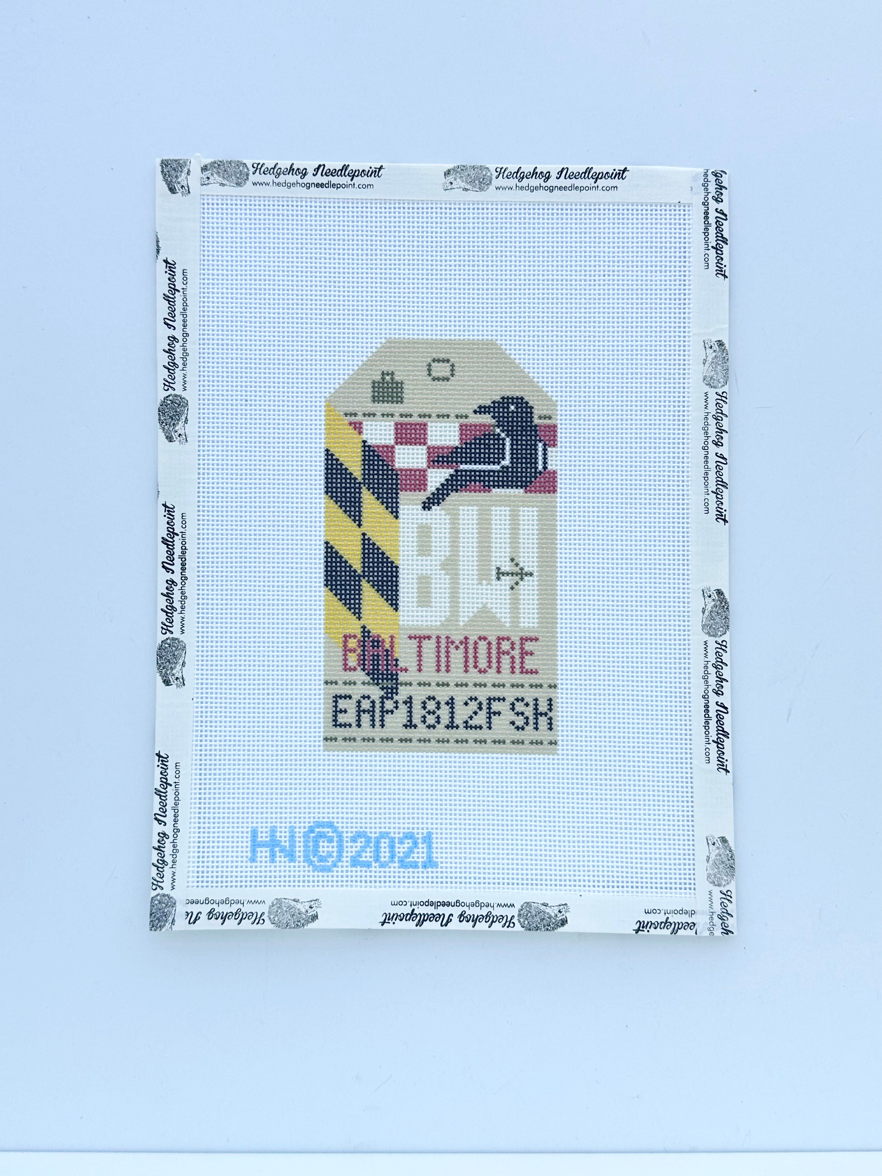 Baltimore Retro Travel Tag Stitch Printed™️ Needlepoint Canvas