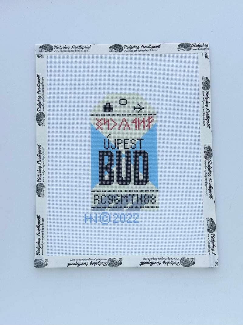 Budapest Retro Travel Tag Needlepoint Canvas