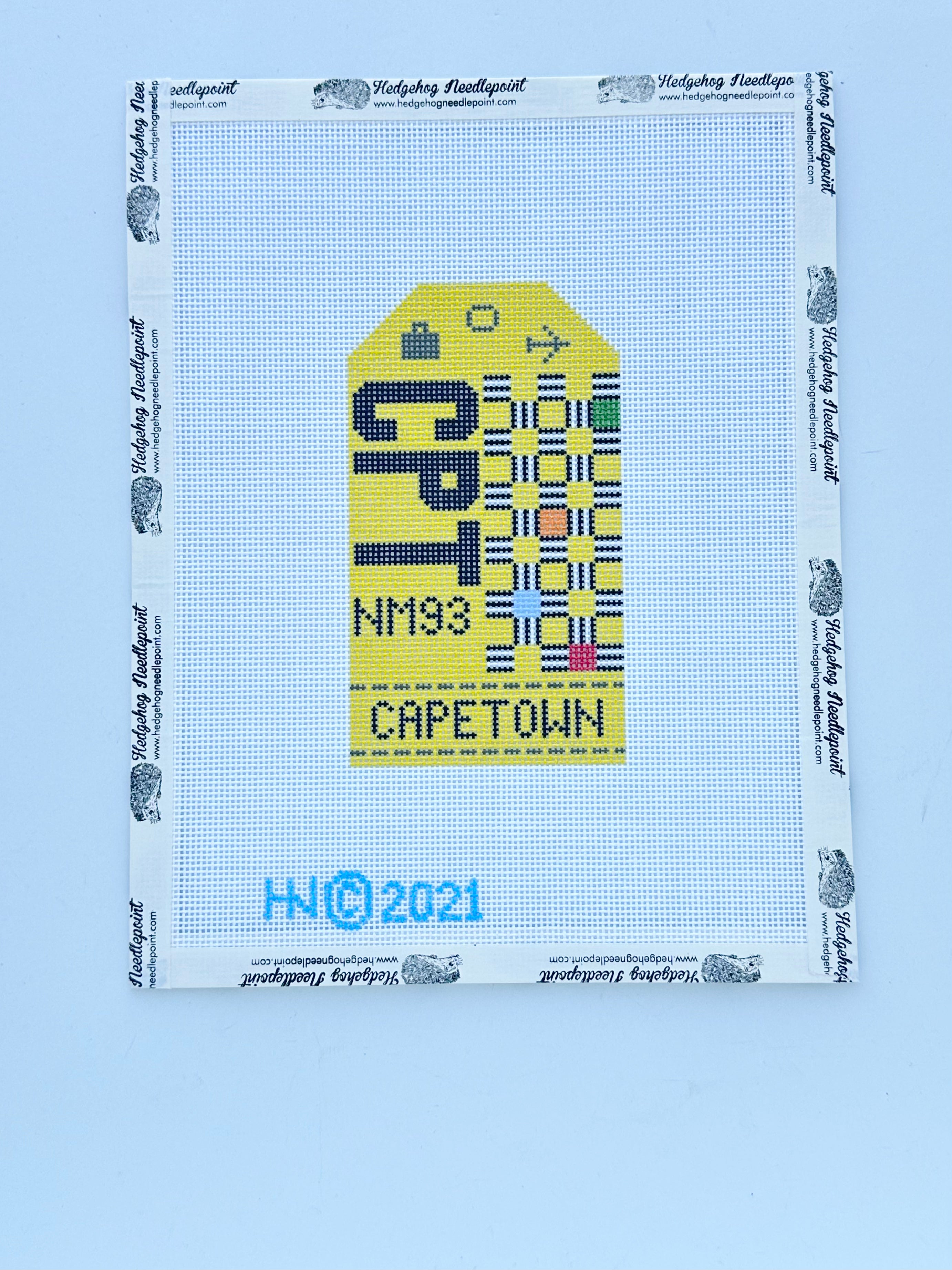 Capetown Retro Travel Tag Needlepoint Canvas