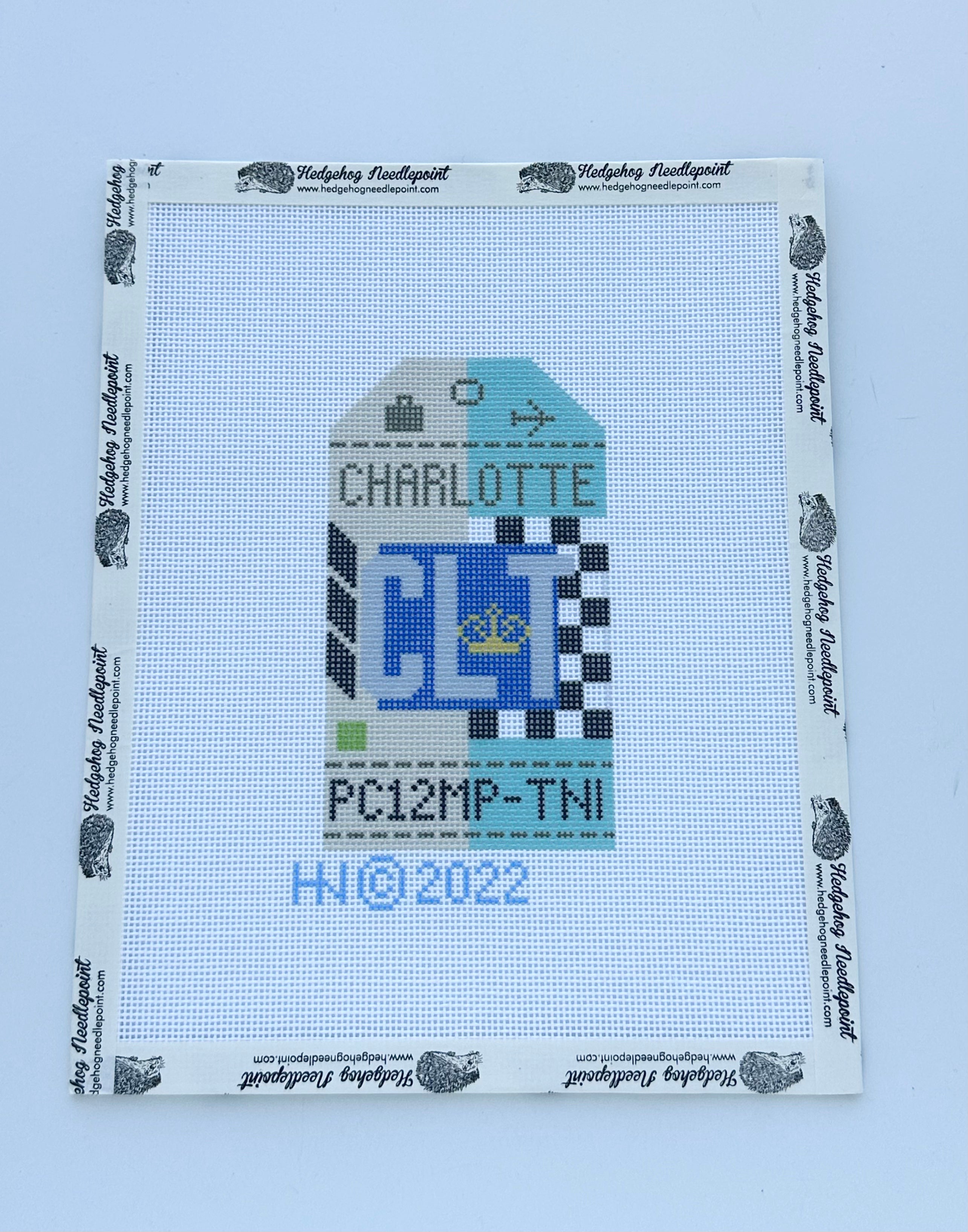 Charlotte Retro Travel Tag Needlepoint Canvas