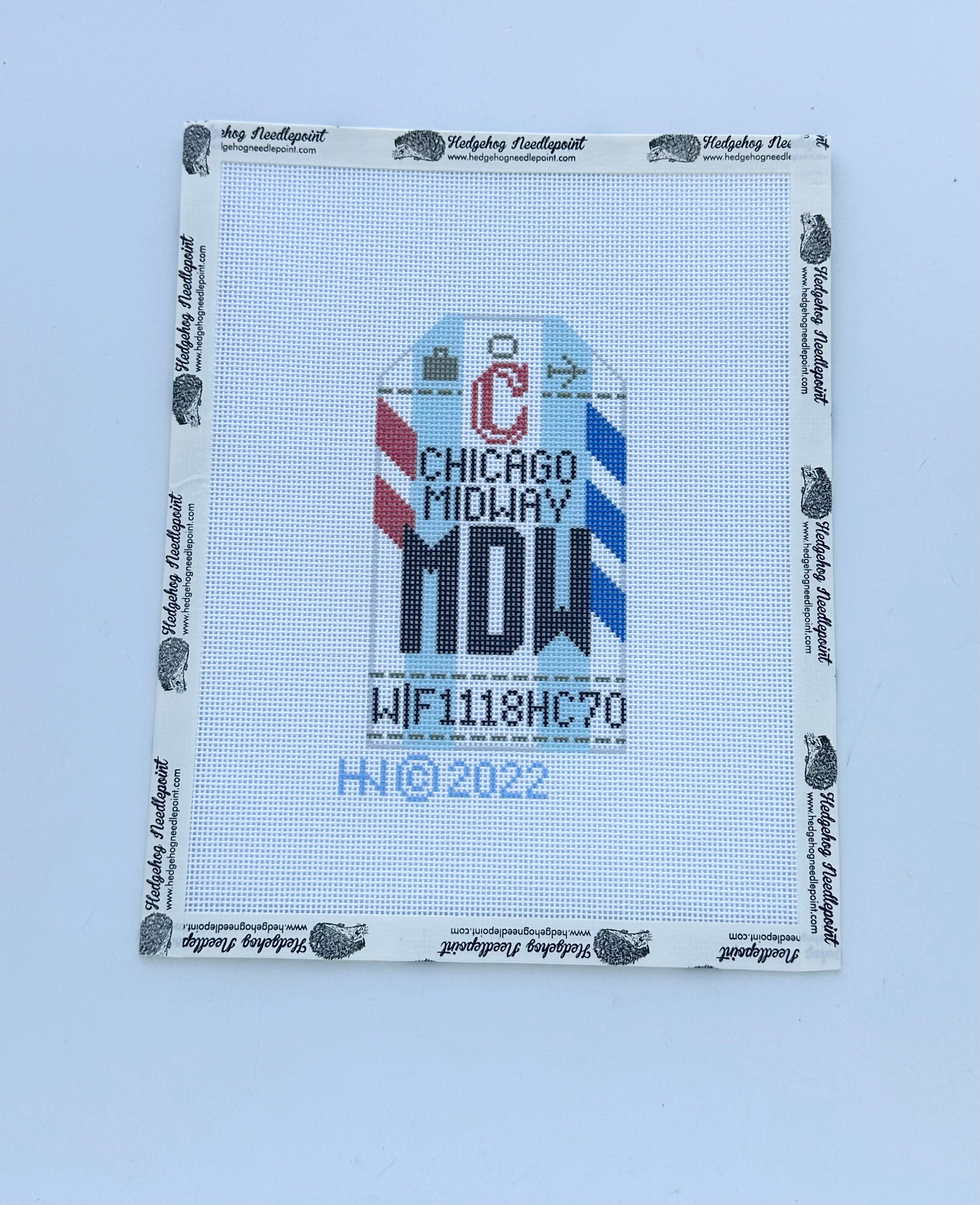 Chicago Midway Retro Travel Tag Stitch Printed™️ Needlepoint Canvas