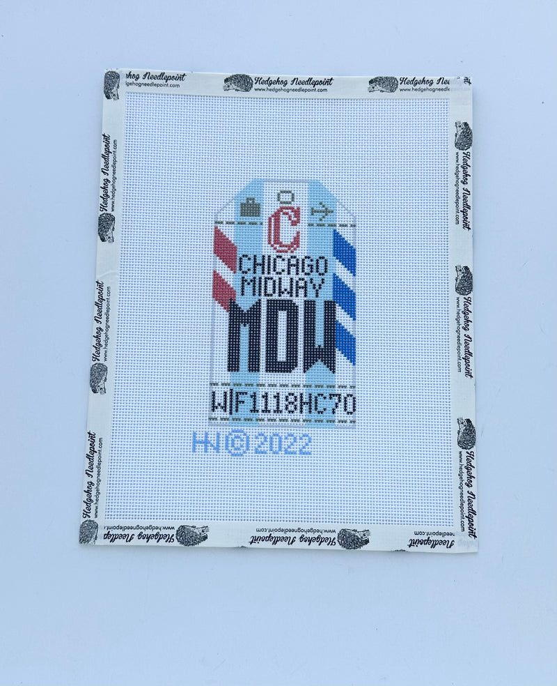 Chicago Midway Retro Travel Tag Stitch Printed™️ Needlepoint Canvas