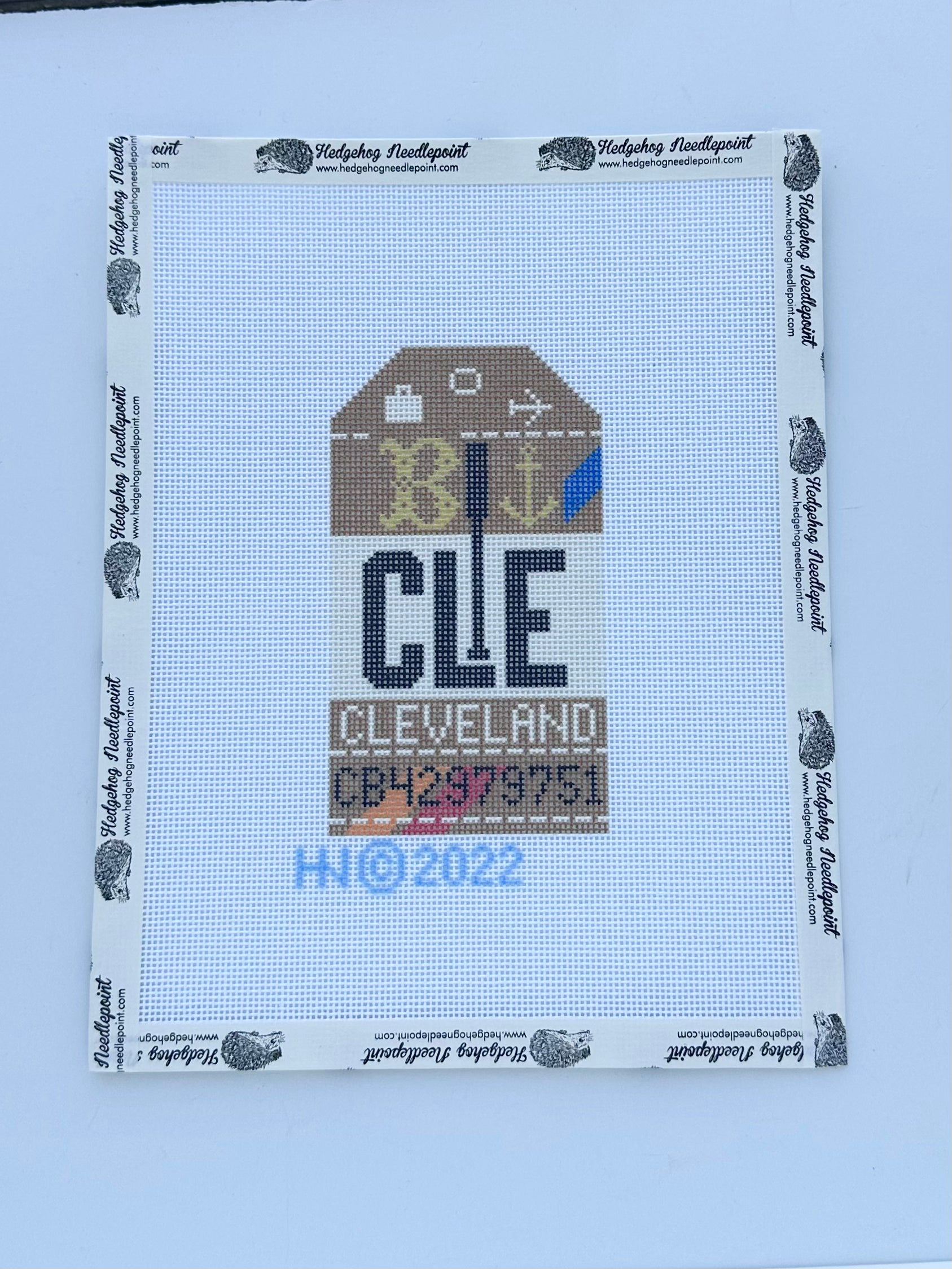 Cleveland Retro Travel Tag Stitch Printed™️ Needlepoint Canvas