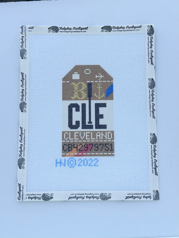 Cleveland Retro Travel Tag Stitch Printed™️ Needlepoint Canvas