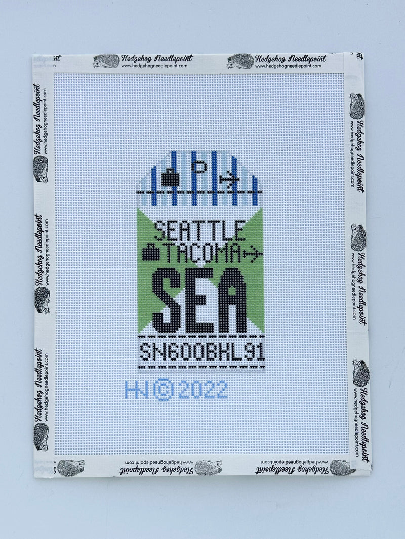 Seattle Retro Travel Tag Stitch Printed™️ Needlepoint Canvas