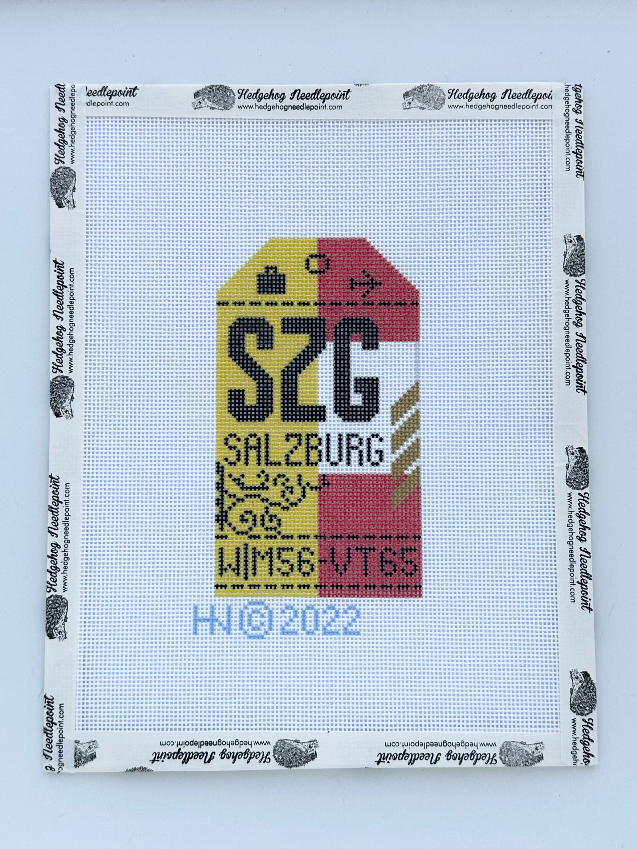 Salzburg Retro Travel Tag Needlepoint Canvas