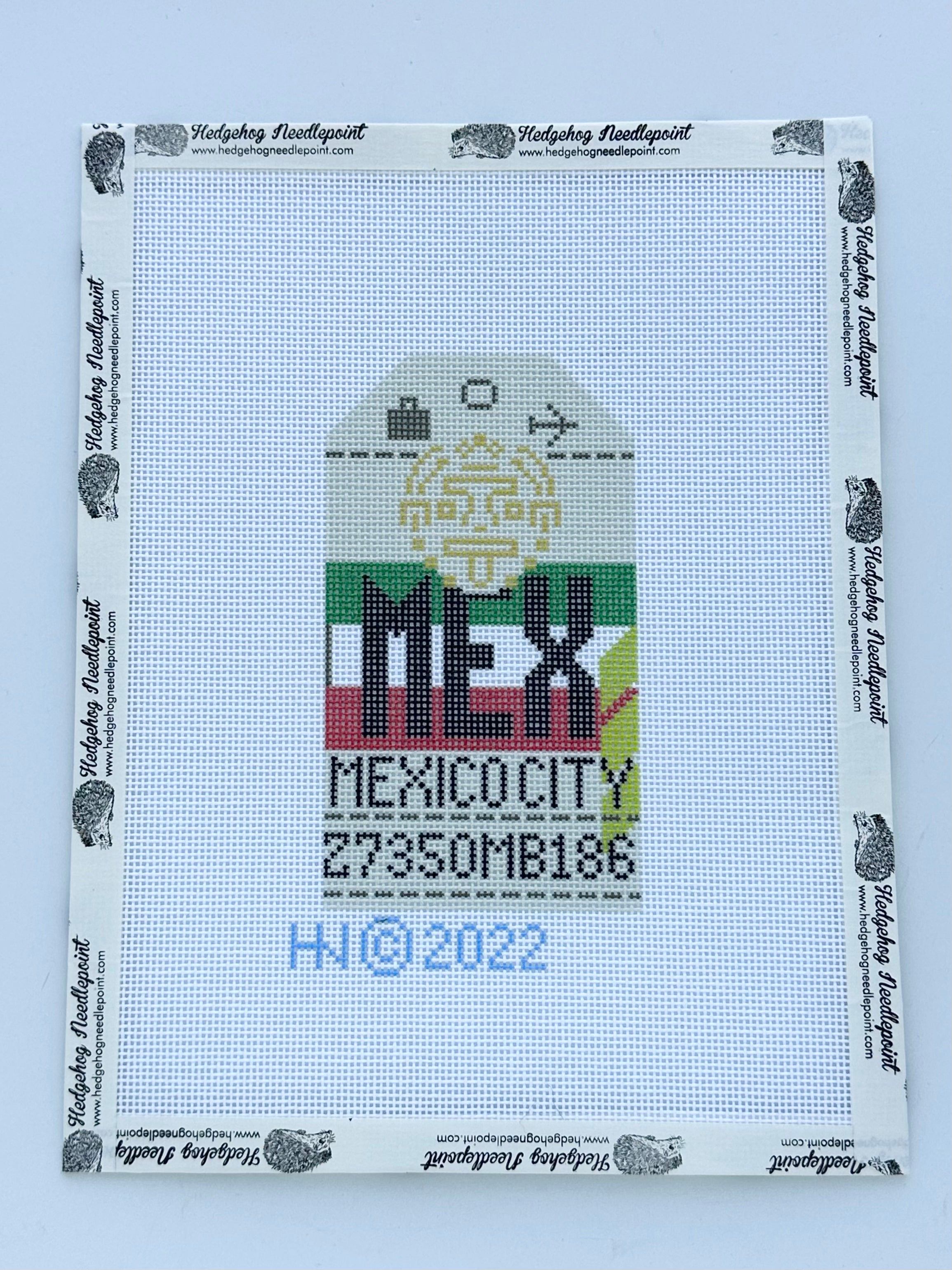 Mexico City Retro Travel Tag Needlepoint Canvas