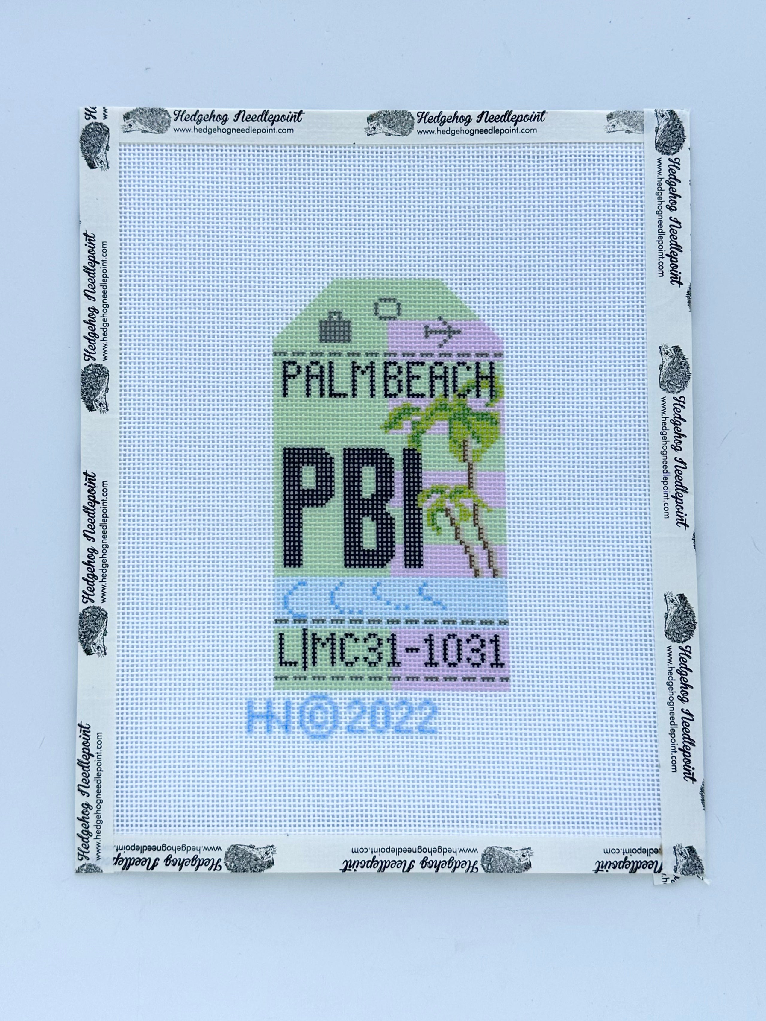 Palm Beach Retro Travel Tag Needlepoint Canvas