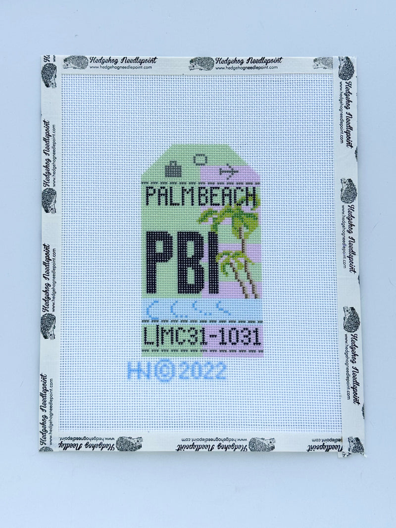 Palm Beach Retro Travel Tag Stitch Printed™️ Needlepoint Canvas