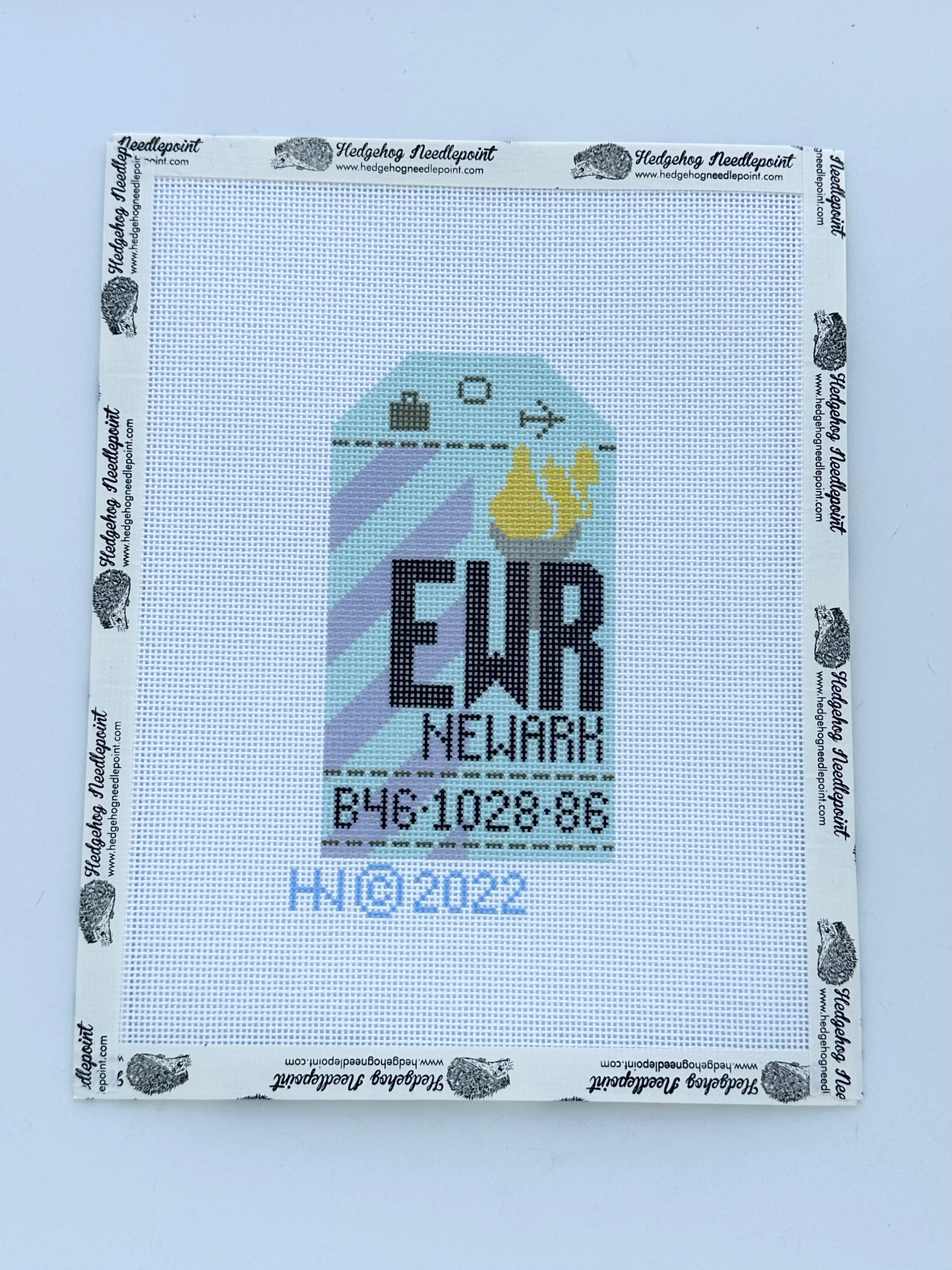 Newark Retro Travel Tag Stitch Printed™️ Needlepoint Canvas