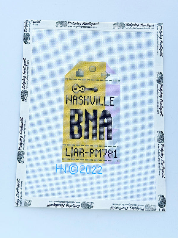 Nashville Retro Travel Tag Stitch Printed™️ Needlepoint Canvas