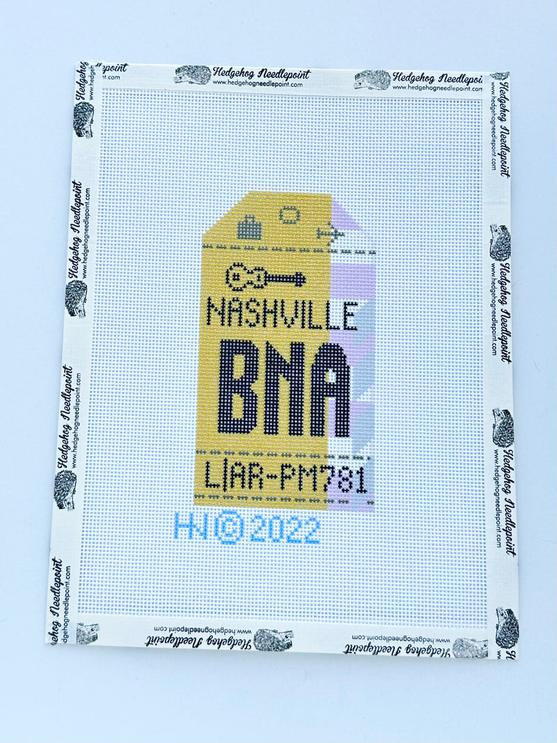 Nashville Retro Travel Tag Stitch Printed™️ Needlepoint Canvas