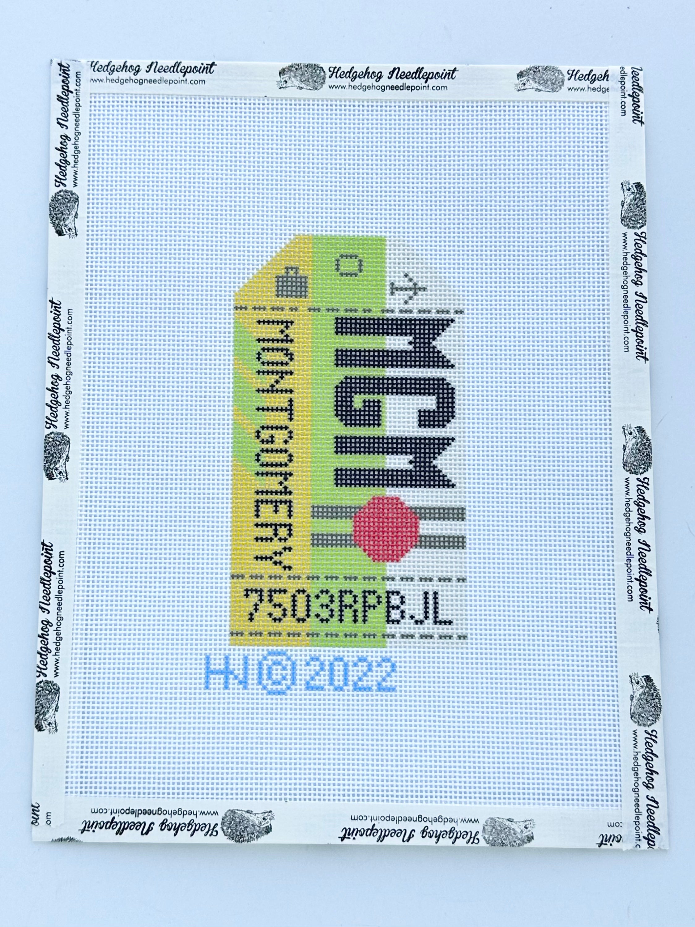 Montgomery Alabama Retro Travel Tag Stitch Printed™️ Needlepoint Canvas