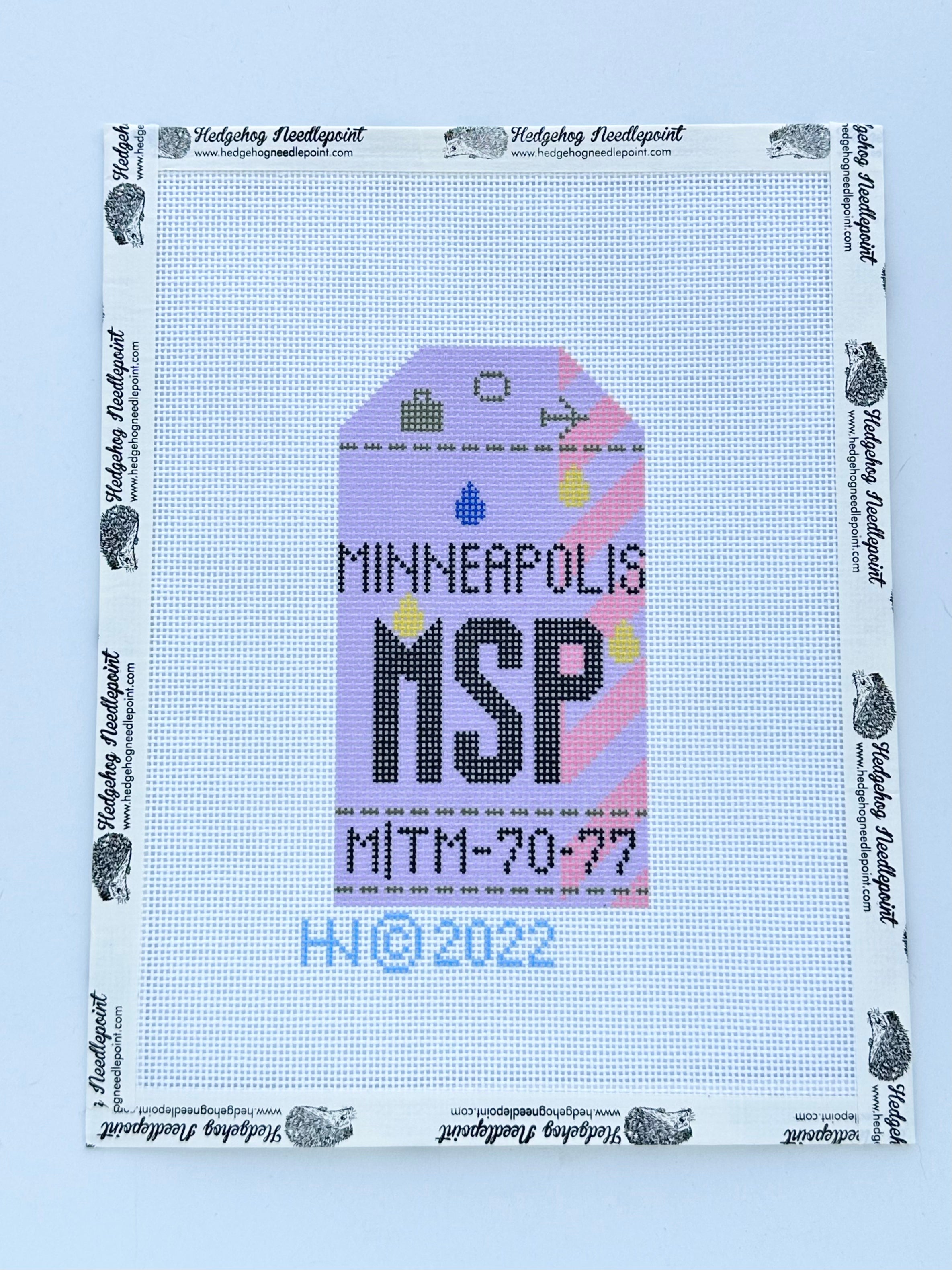 Minneapolis Retro Travel Tag Stitch Printed™️ Needlepoint Canvas