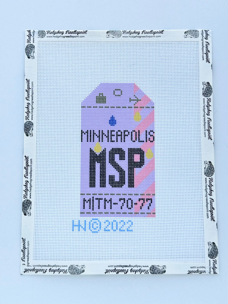 Minneapolis Retro Travel Tag Stitch Printed™️ Needlepoint Canvas