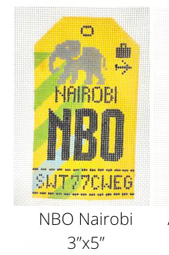 Nairobi Retro Travel Tag Stitch Printed™️ Needlepoint Canvas