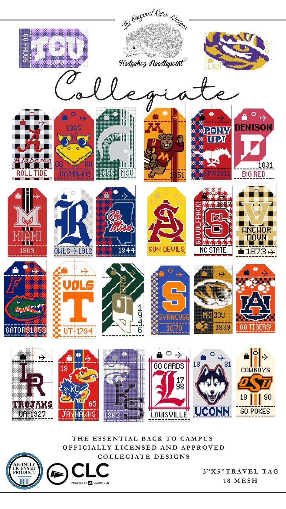 Collegiate Series Retro Travel Tag Needlepoint Canvas