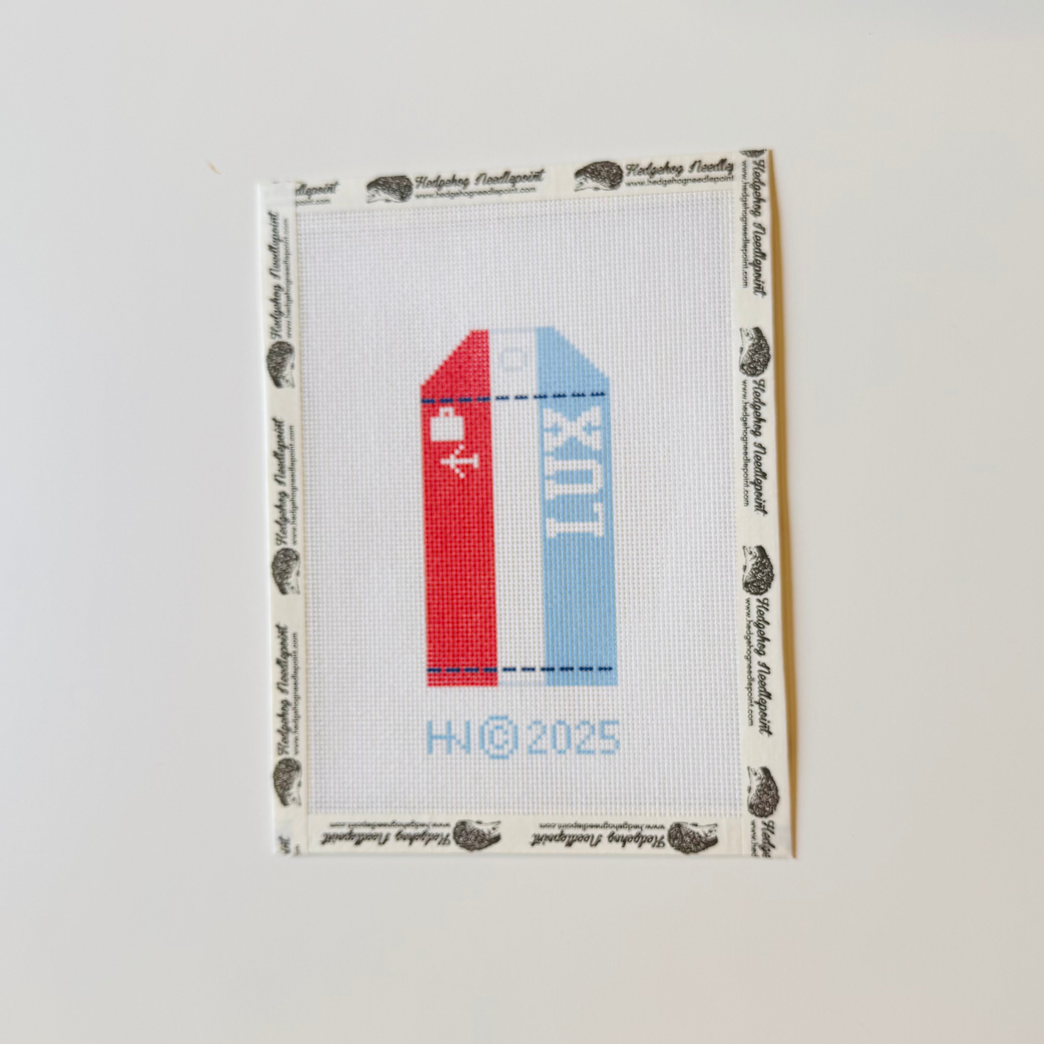 Luxembourg Wee Flag Travel Tag Needlepoint Canvas