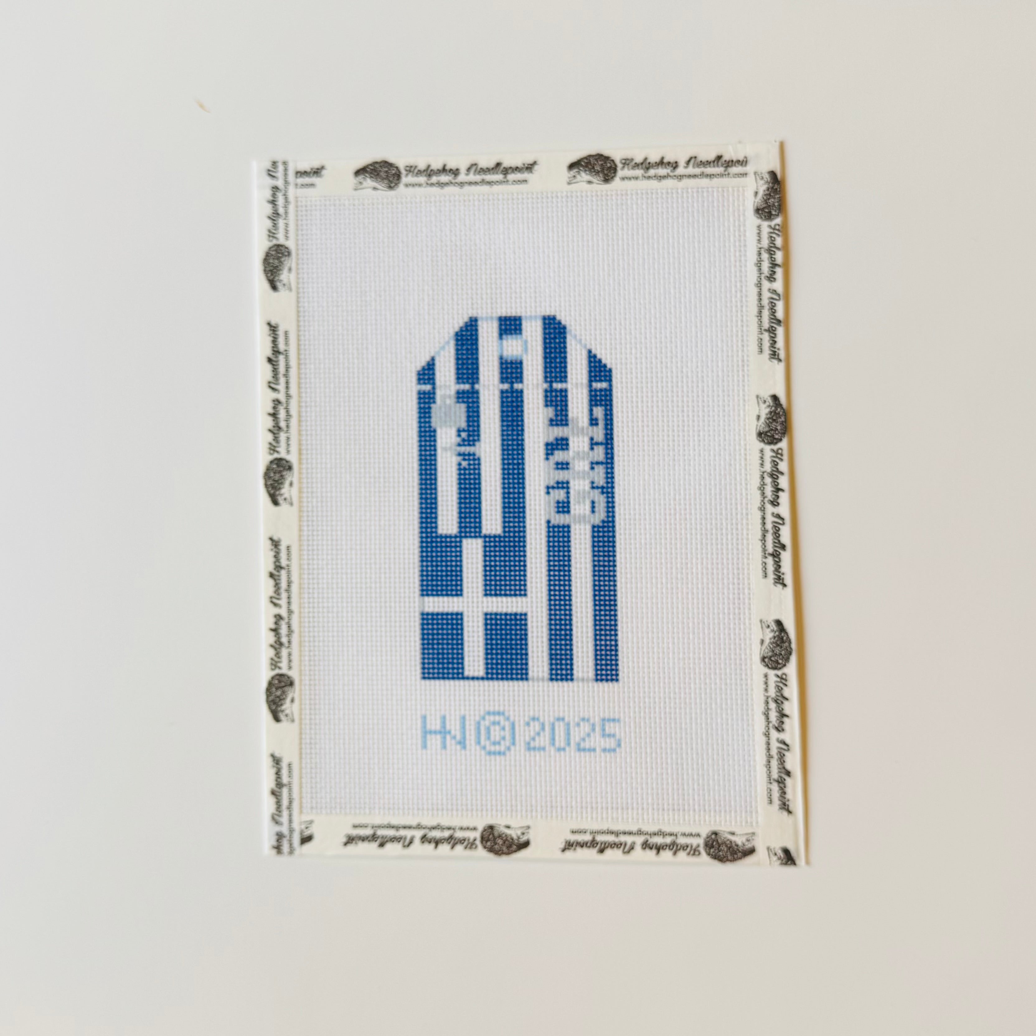 Greece Wee Flag Travel Tag Needlepoint Canvas