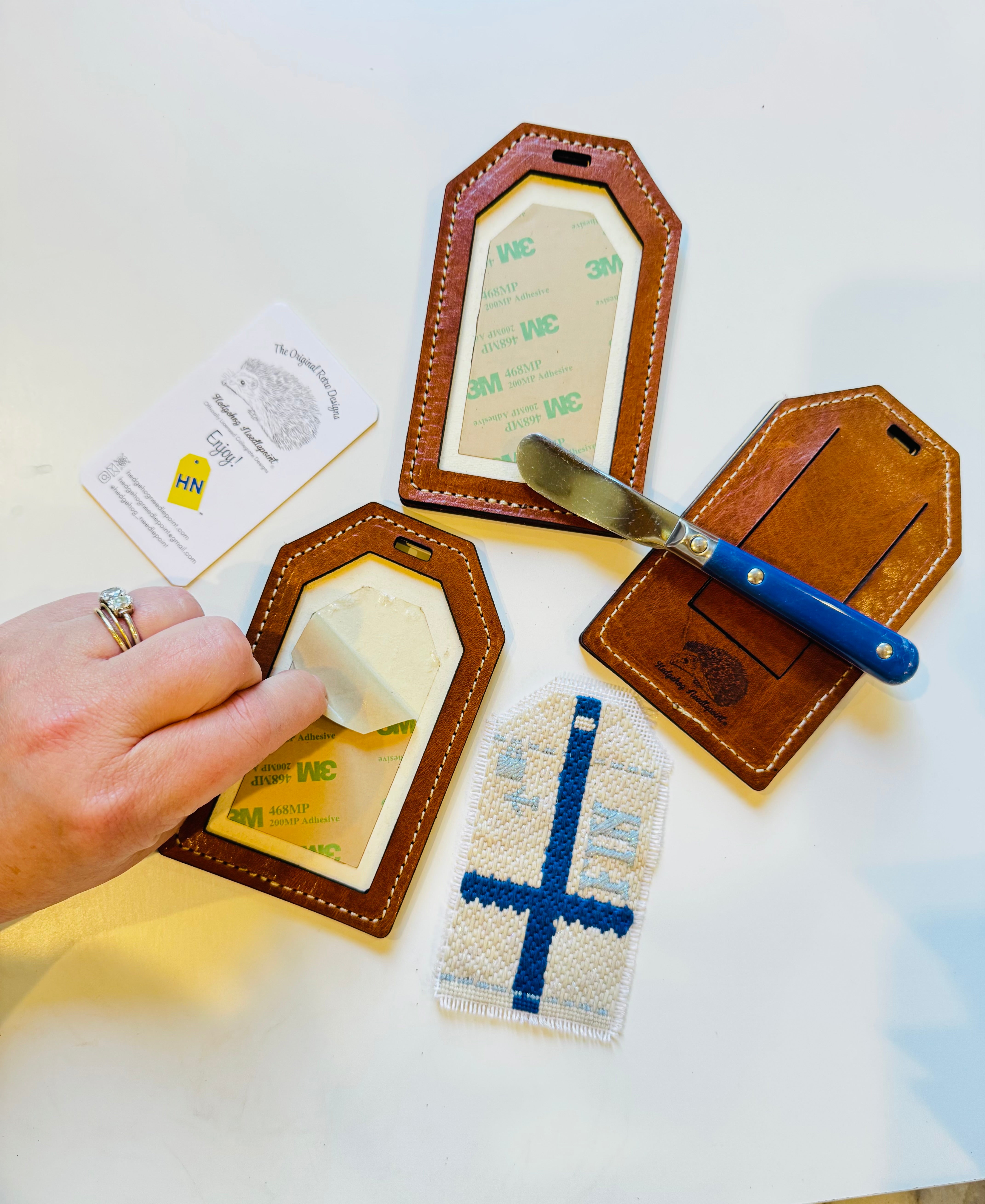 Brown Wee Flag Leather Luggage Tag