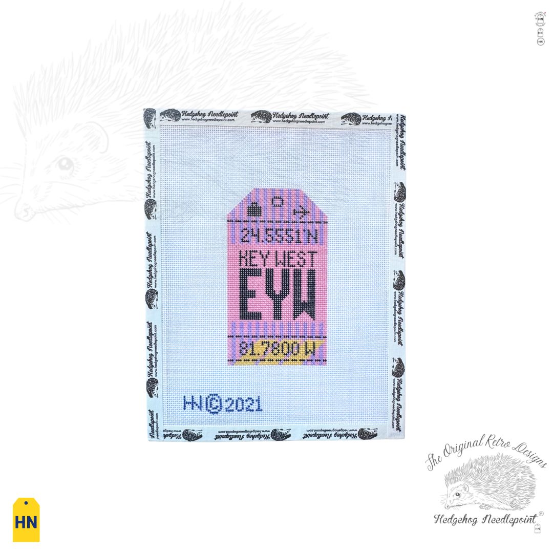 Key West Retro Travel Tag Needlepoint Canvas