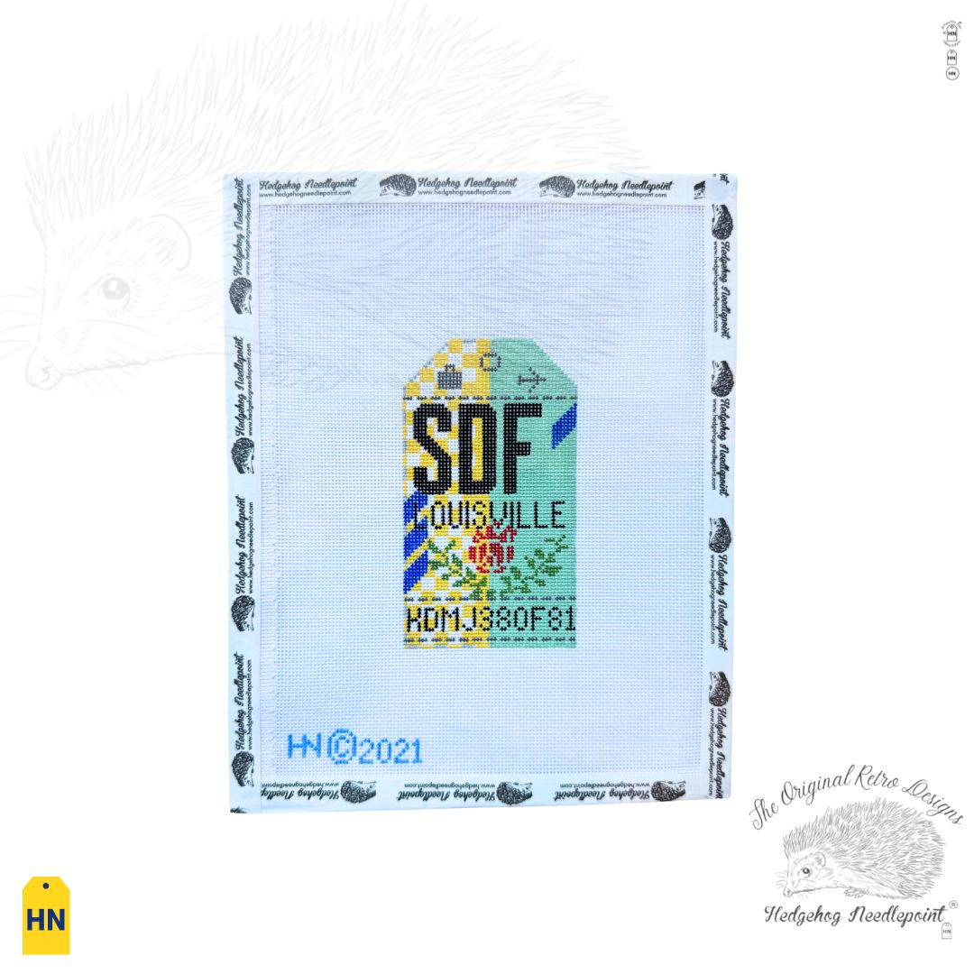 Louisville Retro Travel Tag Needlepoint Canvas