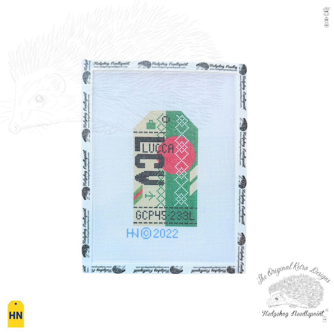 Lucca Retro Travel Tag Needlepoint Canvas