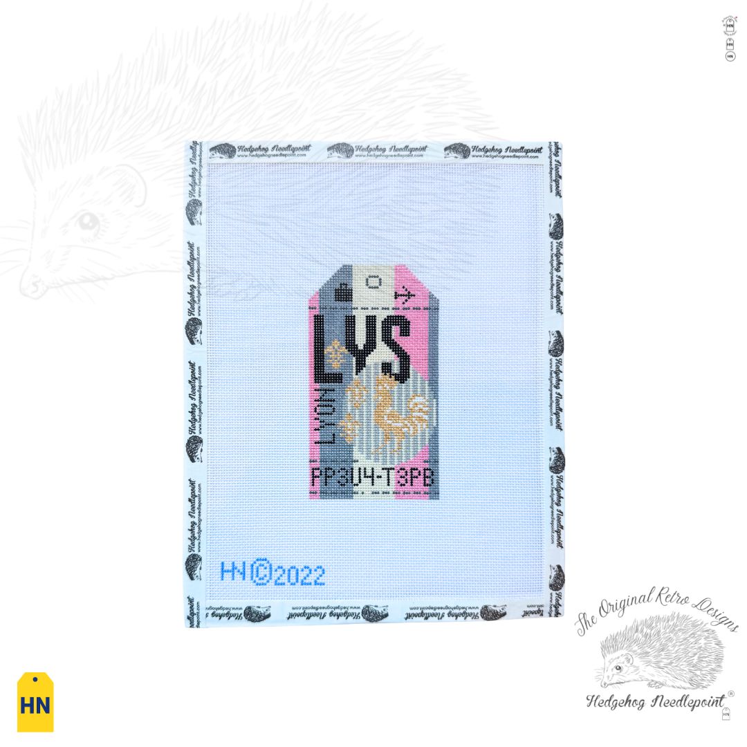 Lyon Retro Travel Tag Needlepoint Canvas