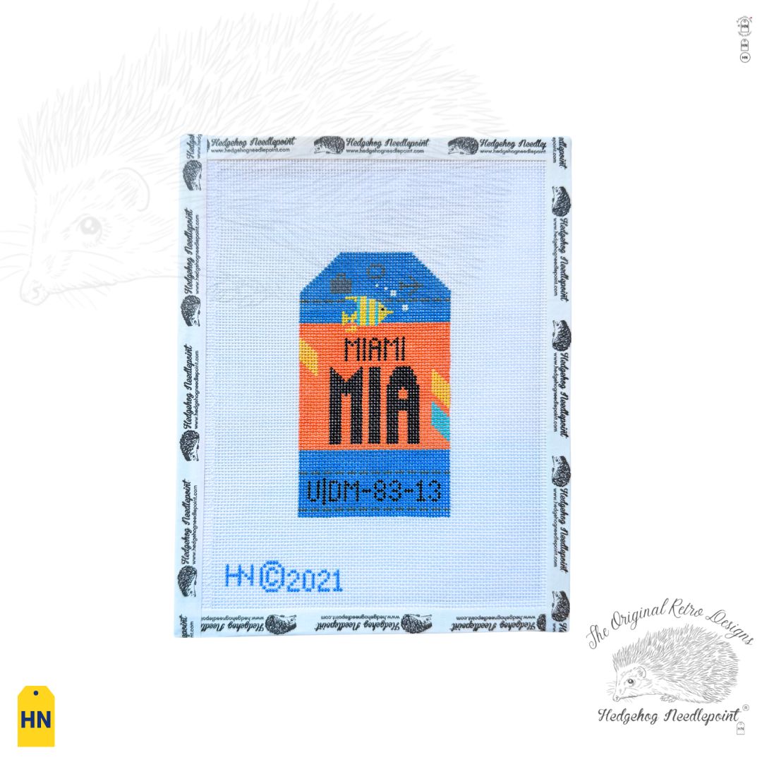 Miami Retro Travel Tag Needlepoint Canvas