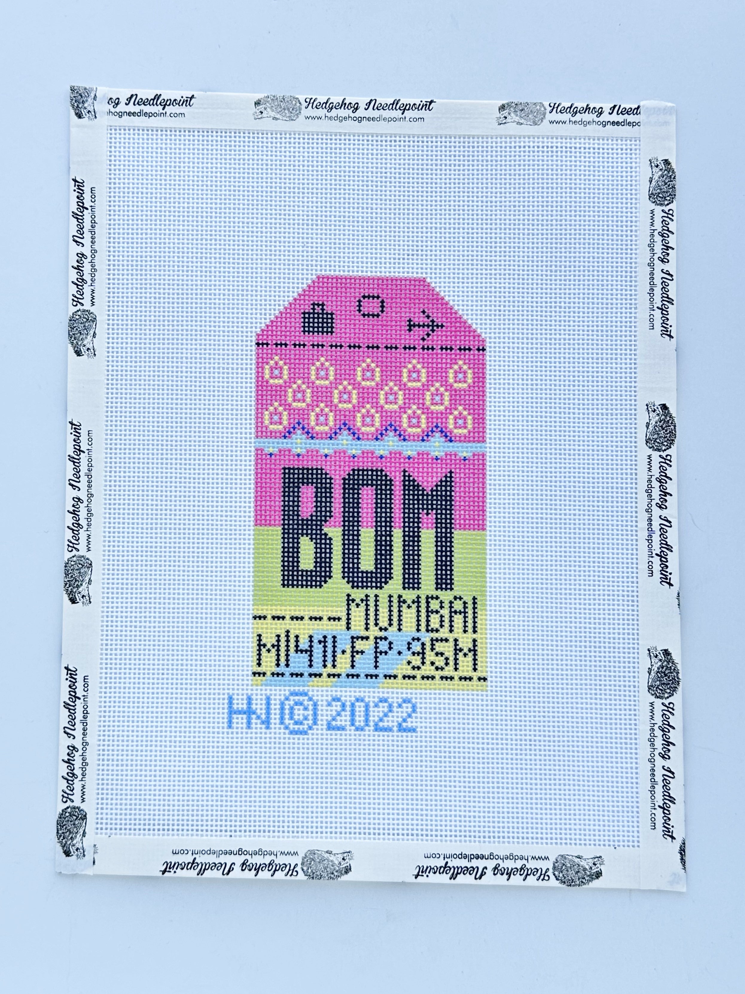 Mumbai Retro Travel Tag Needlepoint Canvas