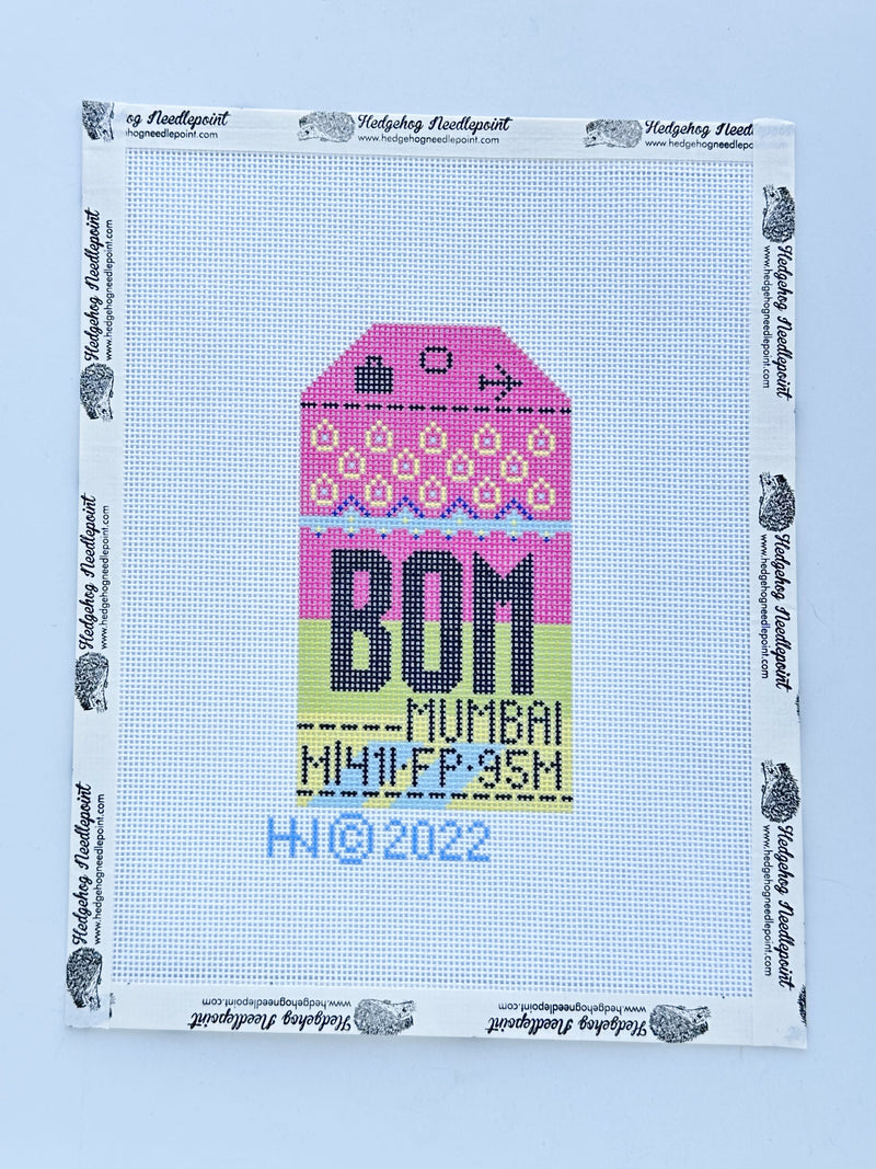 Mumbai Retro Travel Tag Stitch Printed™️ Needlepoint Canvas