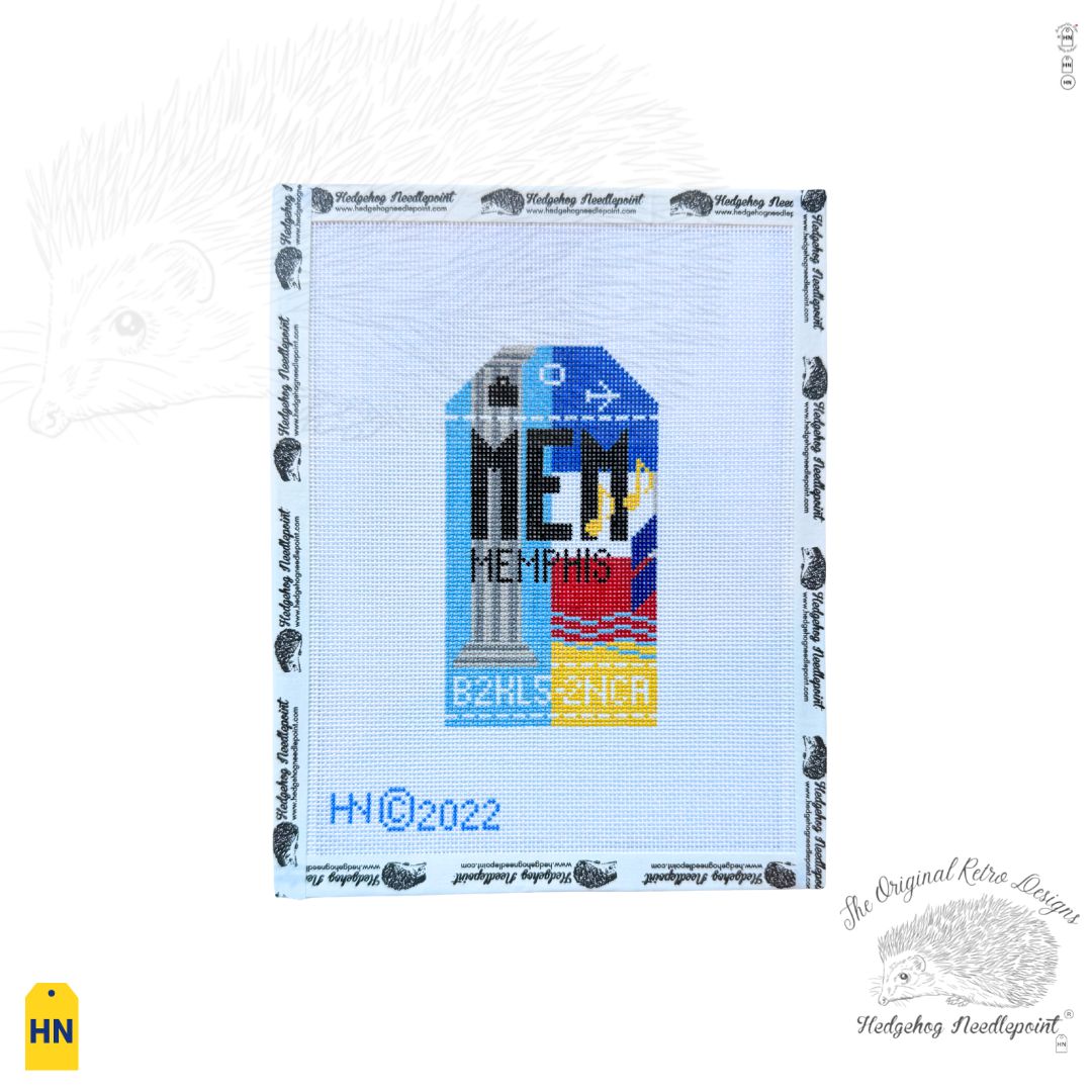 Memphis Retro Travel Tag Needlepoint Canvas