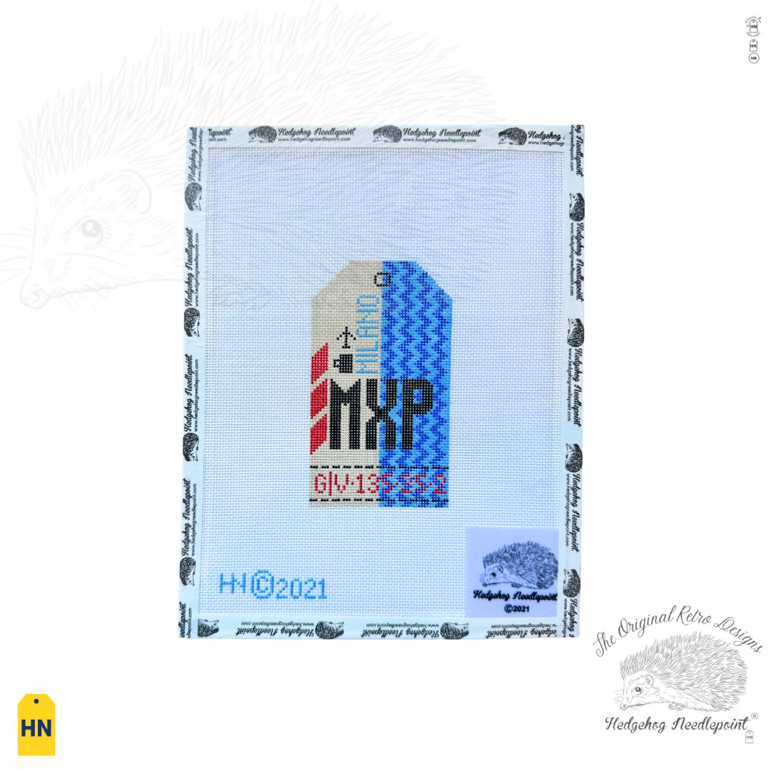 Milan Retro Travel Tag Needlepoint Canvas