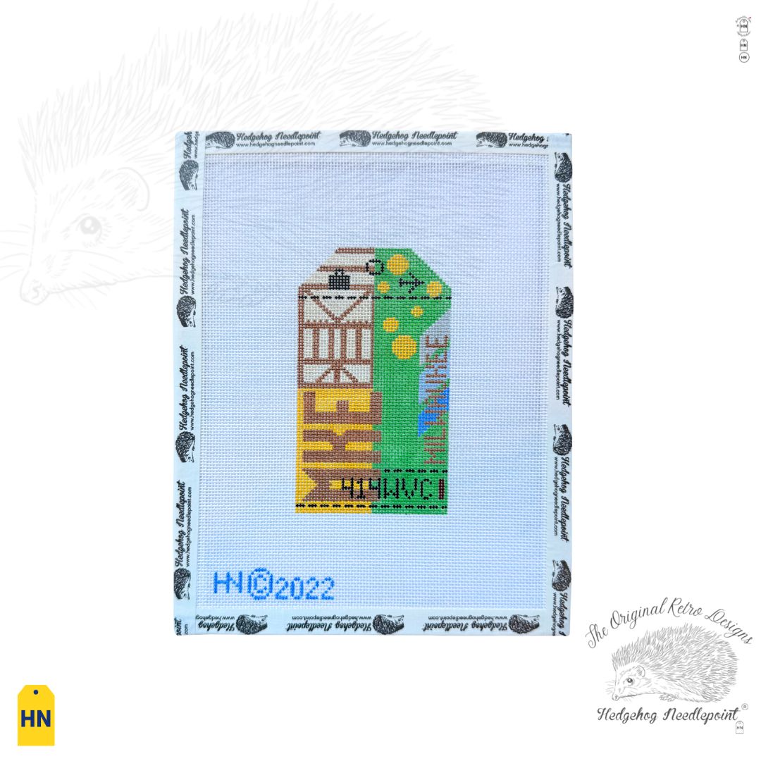 Milwaukee Retro Travel Tag Needlepoint Canvas
