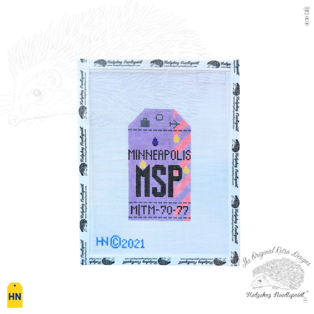 Minneapolis Retro Travel Tag Needlepoint Canvas