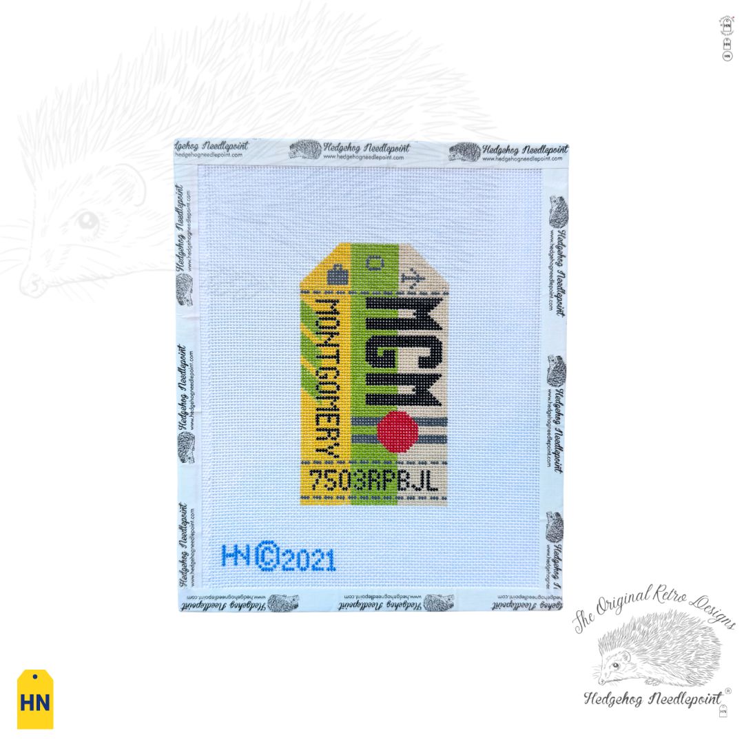 Montgomery Alabama Retro Travel Tag Needlepoint Canvas