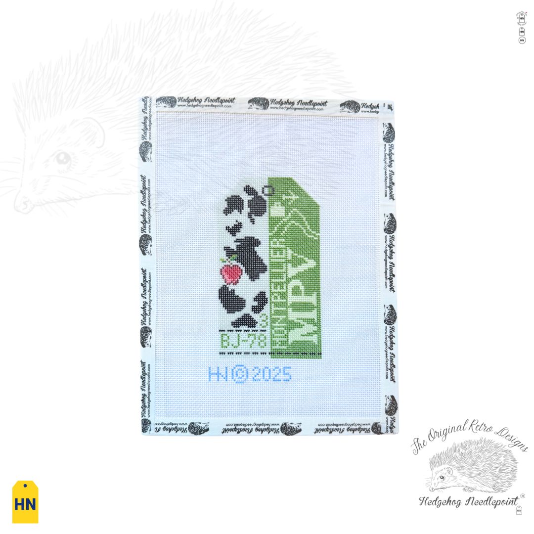 Montpelier VT Retro Travel Tag Needlepoint Canvas