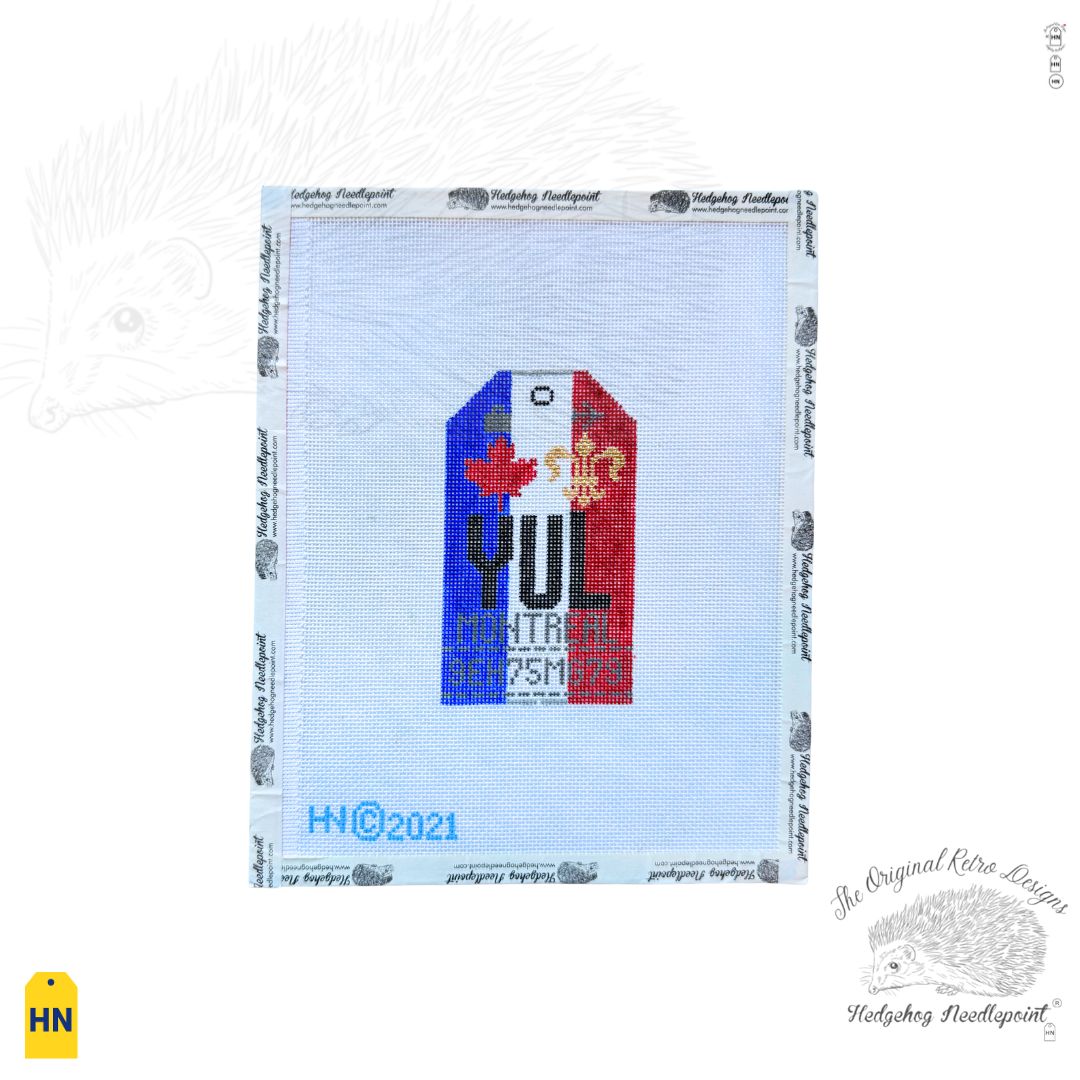 Montreal Retro Travel Tag Needlepoint Canvas